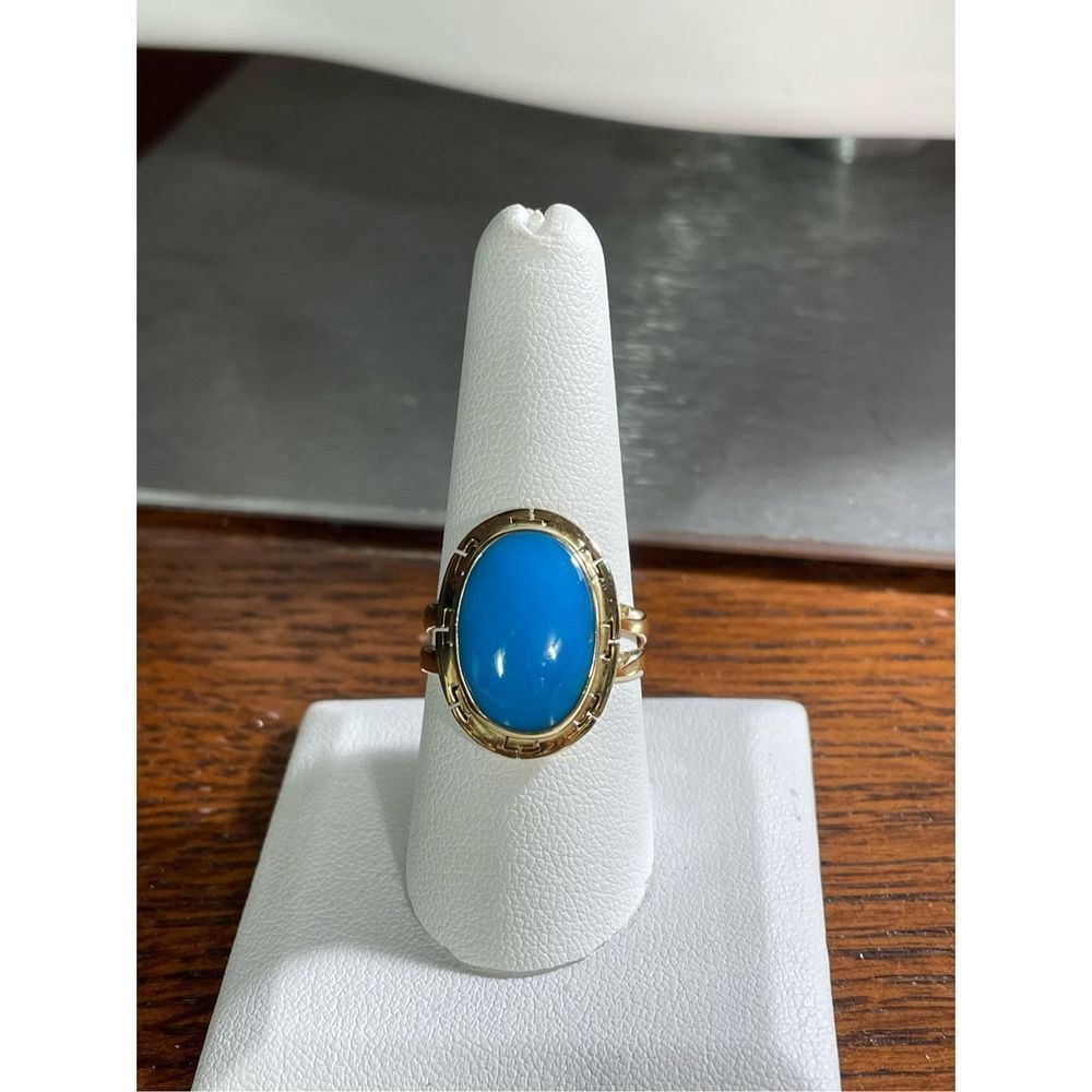 18KT Yellow Gold Sleeping Beauty Turquoise Ring 8.75